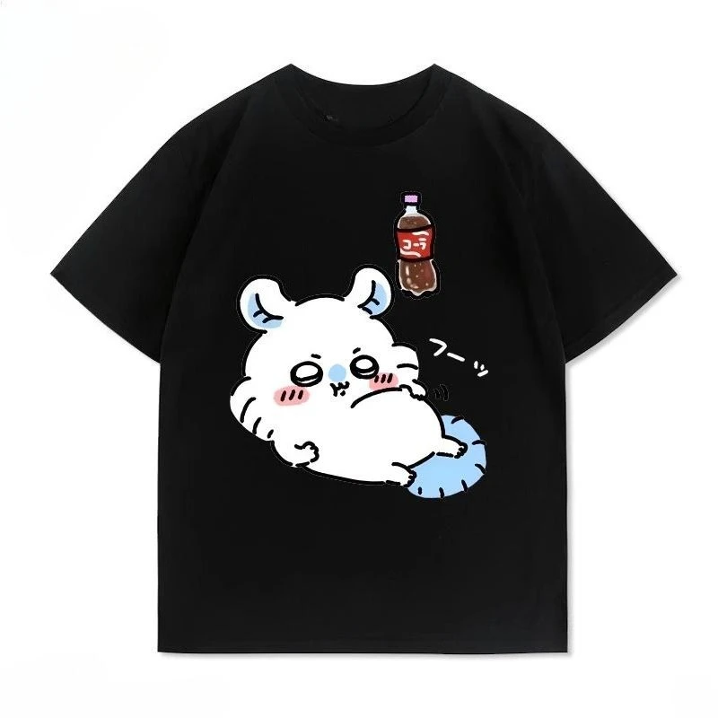 Kawaii Chiikawa Hachiware Dango T-Shirt mit Cartoon-Drei-Katzen-Spieß-Print, lässig, locker, kurzärmelig, Unisex, Sommer-T-Shirt. – Detail 6