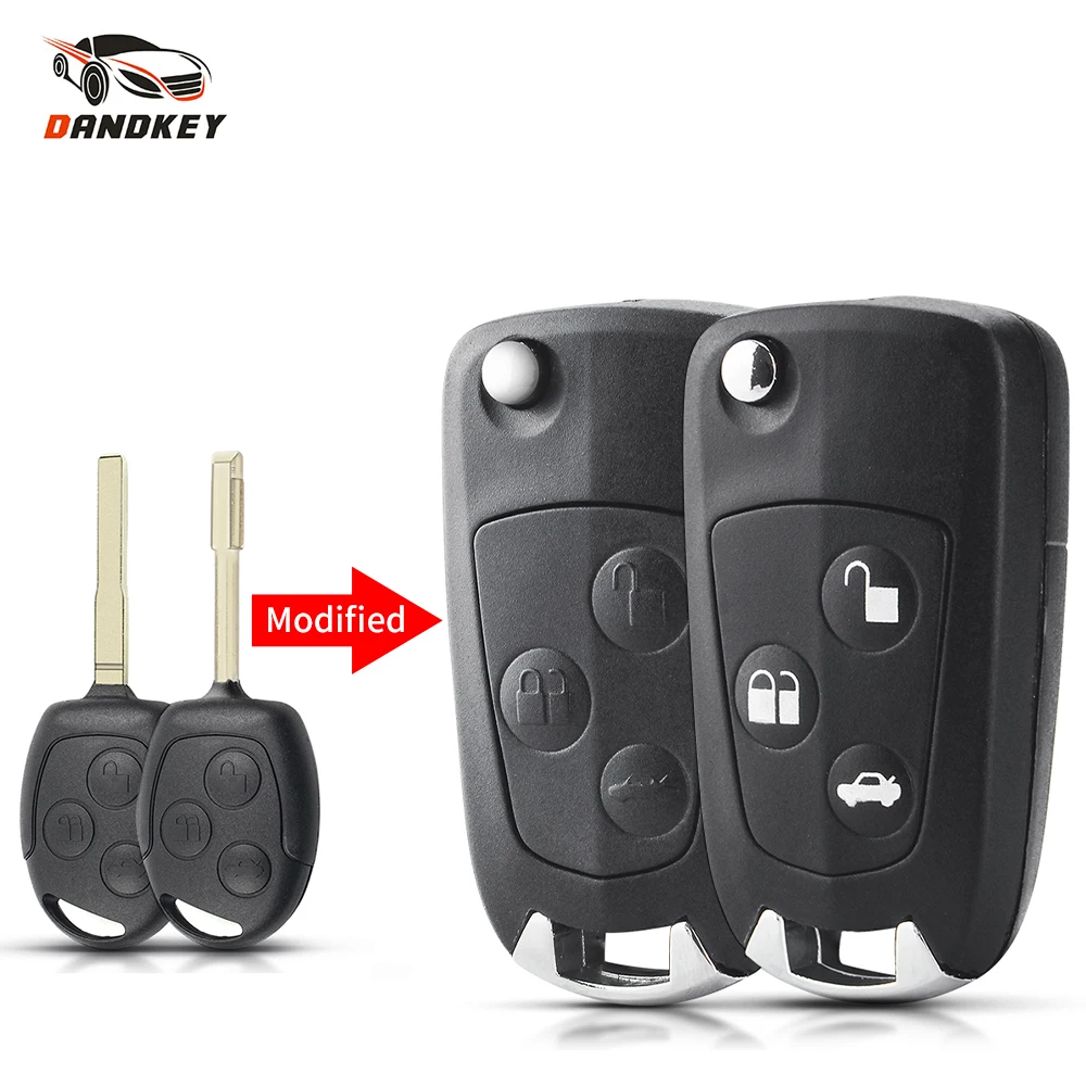 Dandkey 3 Button Modified Remote Car Key Shell For Ford Mondeo Focus 2 3 Festiva Fiesta Transit Fusion C-Max FO21 HU101 Blade