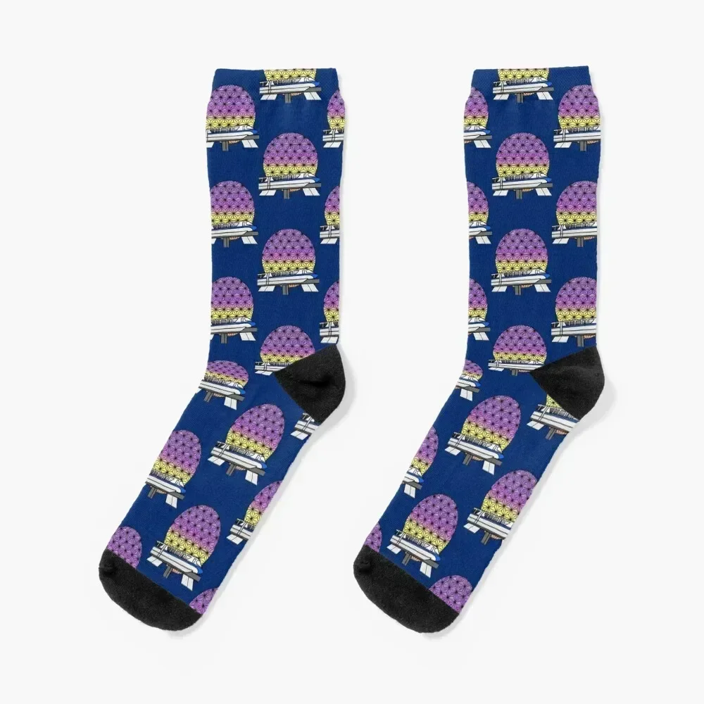 Night time Scribble Epcot Ball Travelling Monorail Socks with print aesthetic compression Socks For Girls Men's