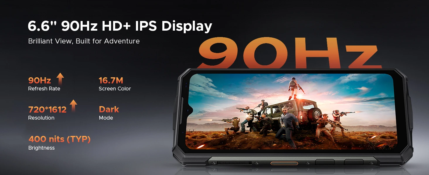 DOOGEE Fire 5 Ultra Dual Camping Lights 6.6" Rugged Phone 13000mAh Battery 36GB RAM (6+30) 128GB ROM Google Pay NFC Helio G81 Smart Phone