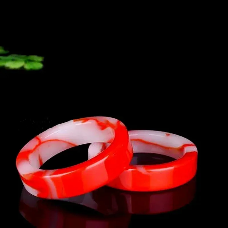 Natural Chicken Blood -colored Hand -carved Flat Bracelets Fashion Boutique Jewelry Men's and Women's Wide Strip Bracelets