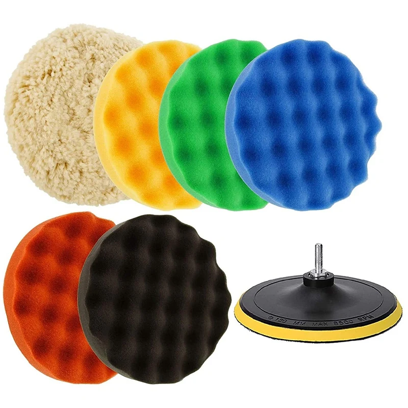 

8Pcs Buffing And Polishing Pad Kit 7 Inch,Polishing Sponge Pad Pad Car Foam & Wool Polishing Pads