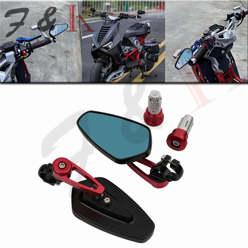 

7/8" 22mm CNC Motorcycle Rearview Mirrors Universal Clear Glass Scooter Bar End Handlebar Mirror Rear View Mirror Accessories 7/