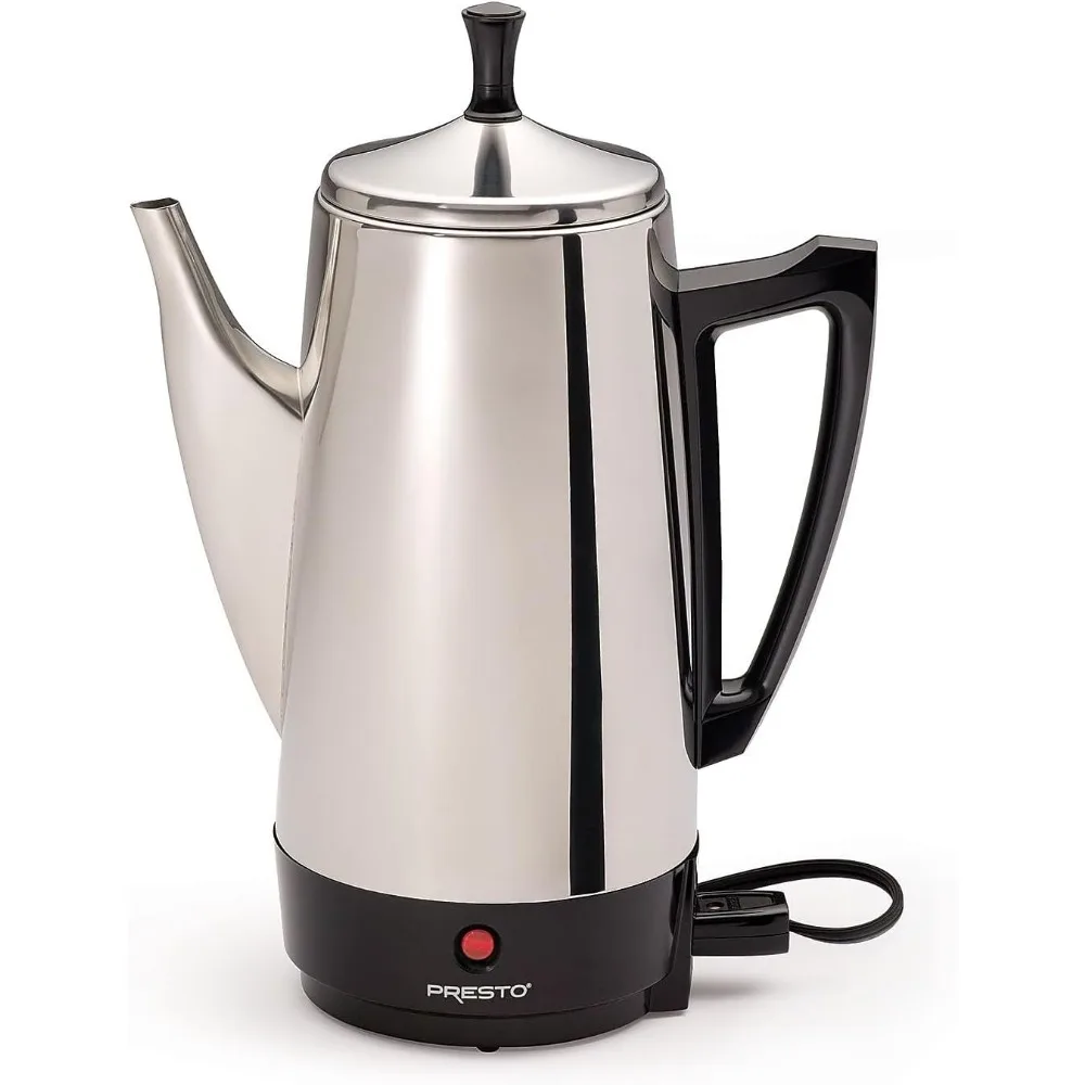 Stainless-Steel Electric Coffee Percolator, 12-Cups, Silver