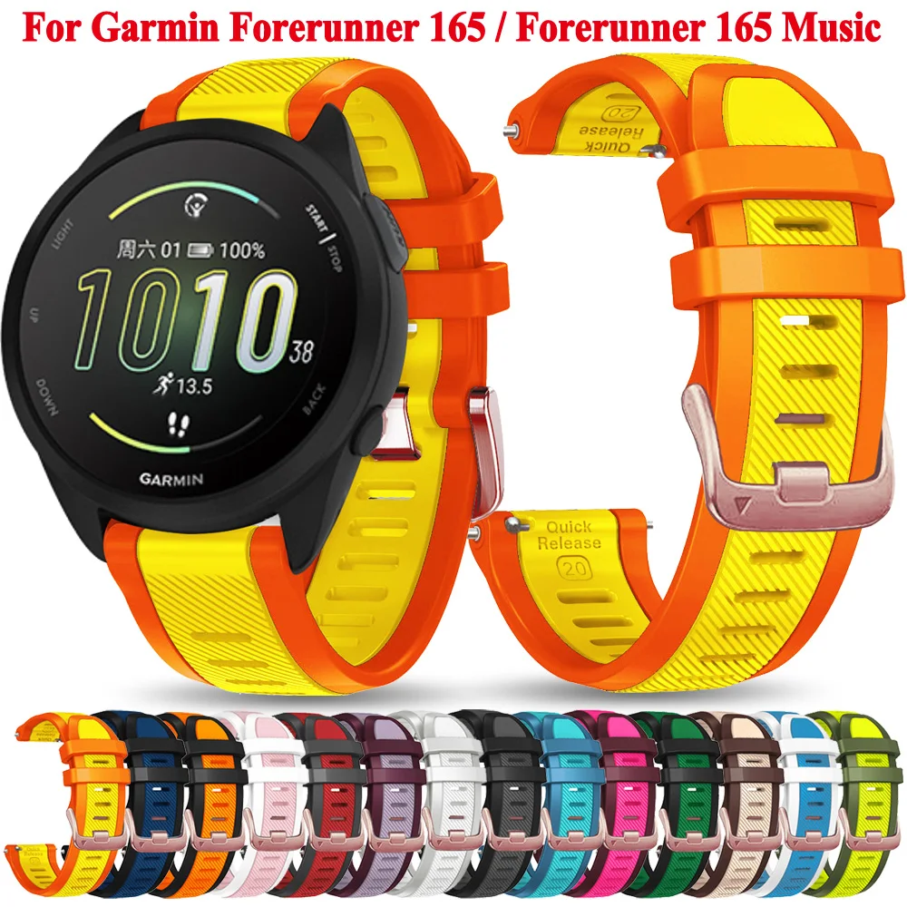 20mm Silicone Watch Strap For Garmin Forerunner 165 Music 55 645 245 Watchband Bracelet For Garmin Vivoactive 5 3 Venu Wristband