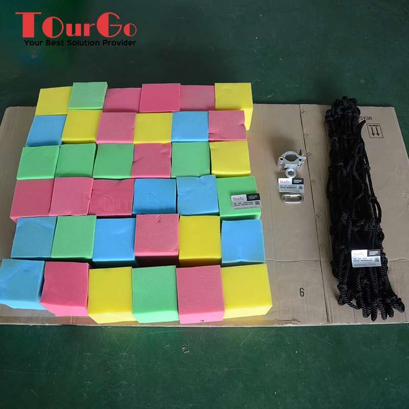 Siatka na tuby ładunkowe z piankowymi elementami, tor przeszkód dla dzieci American Ninja Warrior