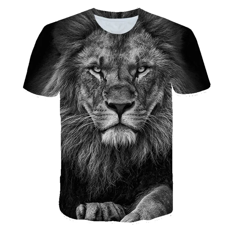 

Summer Forest King Lion Pattern T-shirt, New 3D Animal Pattern Men's T-shirt, Fashionable, Casual, Trendy, Printed, Fun T-shirt