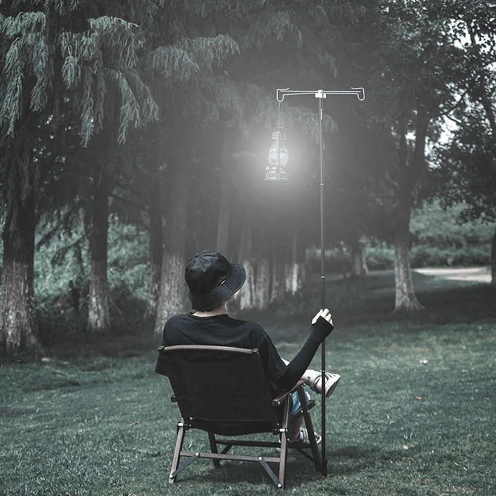 

1 Set Double Light Rack Portable Camping Lamps Holder Foldable Aluminum Alloy Light Pole Bracket Outdoor Picnic Fishing