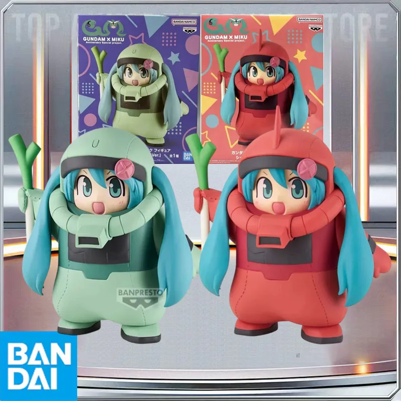 bandai-genuine-banpresto-gundam-45th-×-hatsune-miku-zakugurumi-15cm-figurines-d'action-d'anime-modele-de-collection-jouet-cadeau-de-vacances