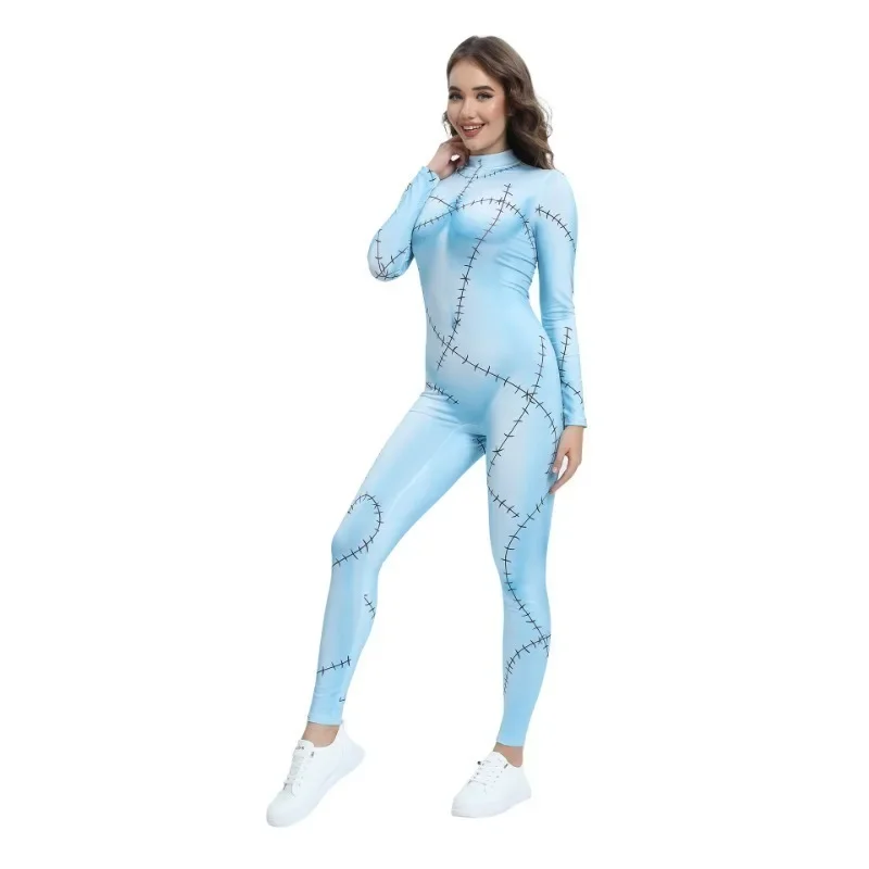 Halloween Anime Movie Christmas Fright Night Sally Cosplay Dress Party Set Costume Women Performance Fancy Dress Zentai Bodysuit