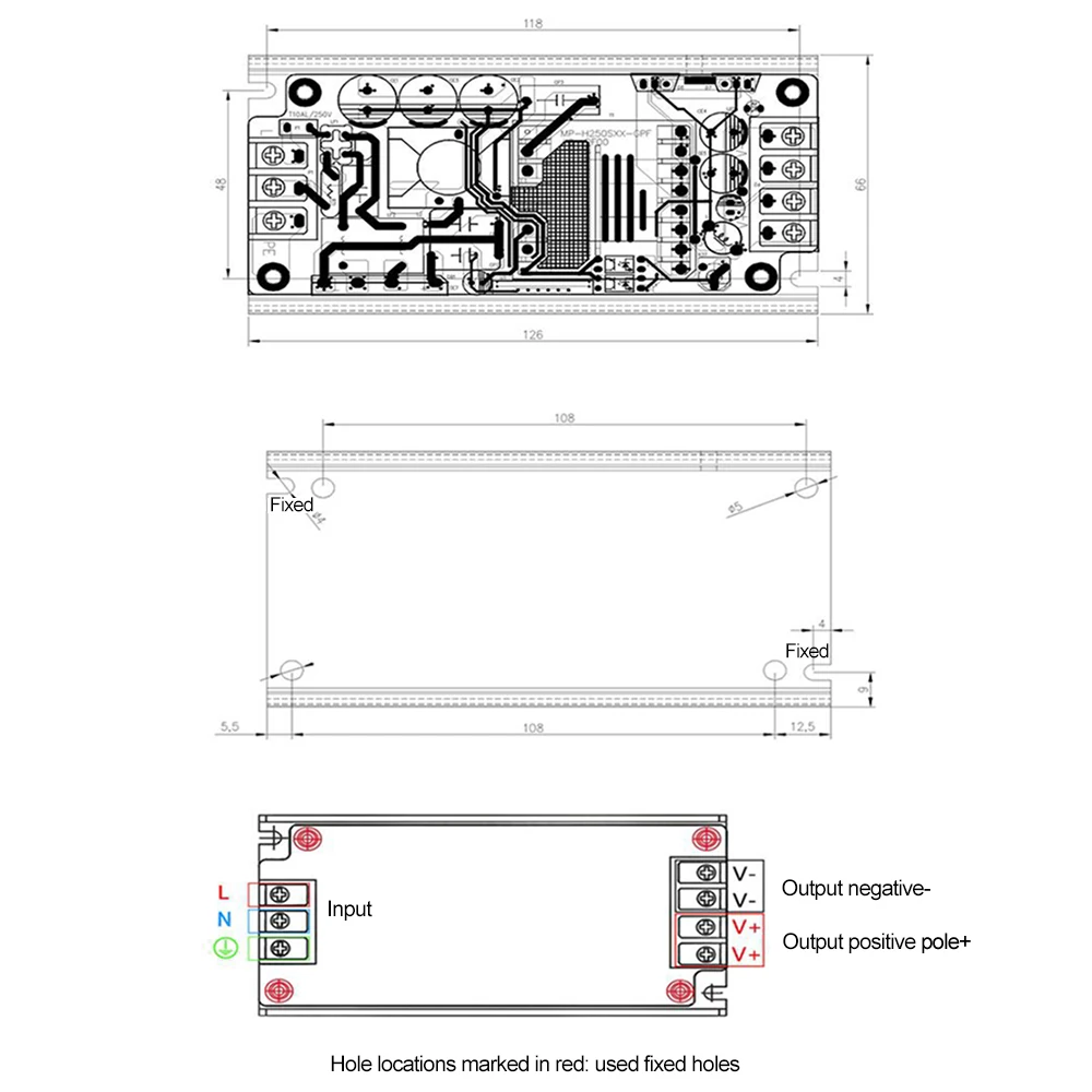 AC-DC 250W PFC 스위칭 전원 공급 장치 모듈 90-264V AC에서 12V/19V/24V/48V DC 전압 조정기 5.21A 출력