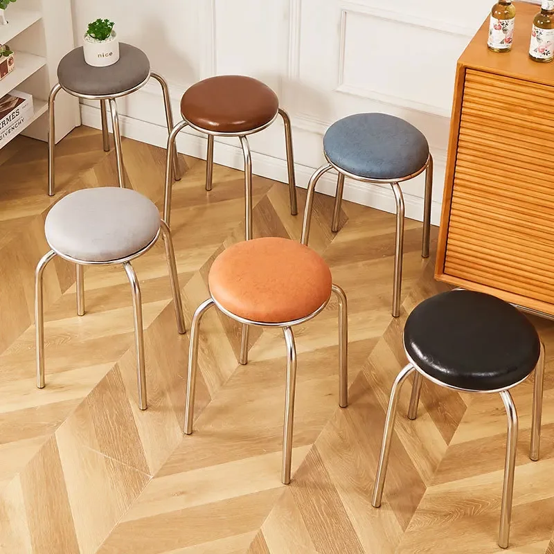 

Interior Round Dining Stools Bench High Living Room Dressing Stools Kitchen Cheap Cadeiras Decorativas De Sala Home Furniture