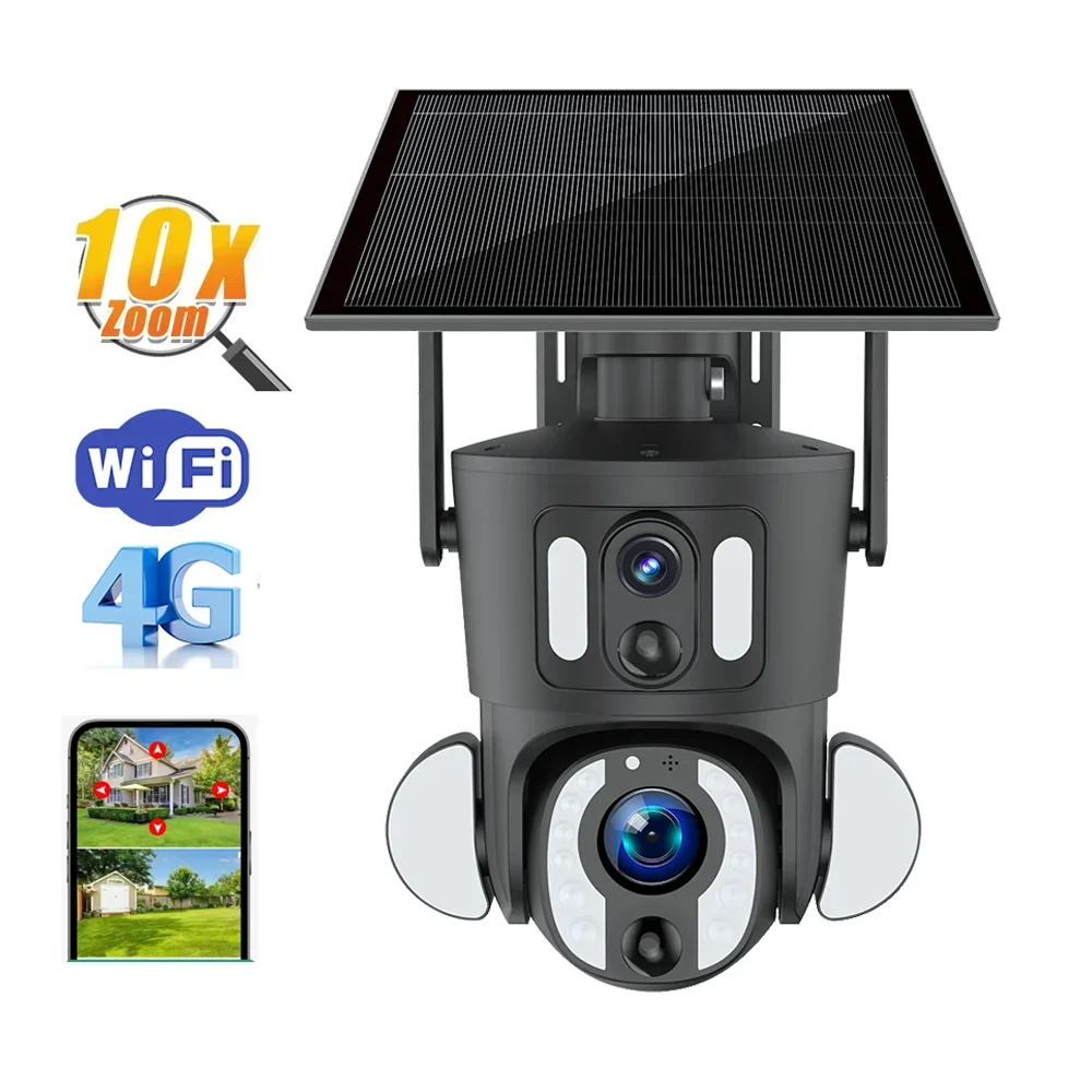 

Outdoor 4G Outdoor 8MP Dual Lens 10X Zoom Color Night Vision Auto Tracking Wireless WIFI PTZ