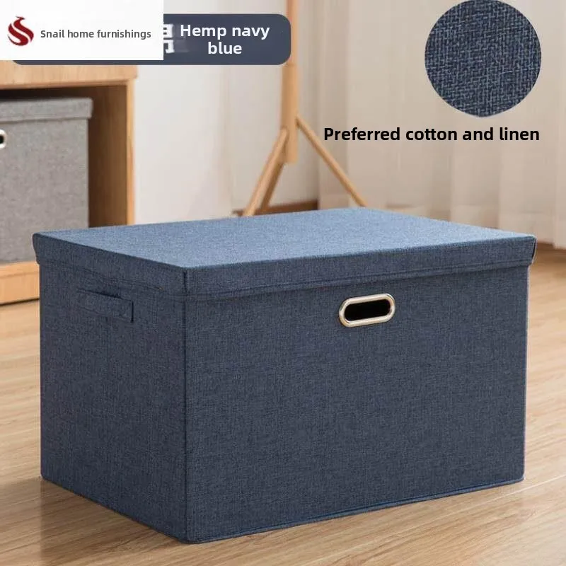 

Thickened Cotton Linen Clothing Storage Box with Cover Home Use Fabric Closet Blanket Clothing Organizer Box by Feilanggu