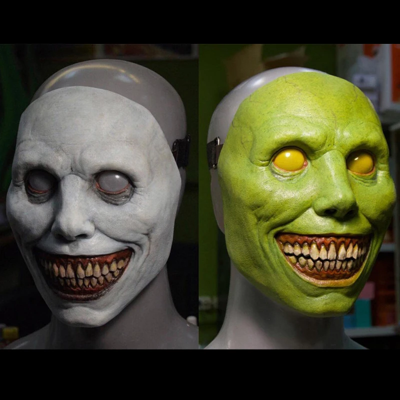 قناع رعب ساخن لعام 2025 قناع الشياطين المبتسمين قناع حفلة مخيف مع عين لحفلات الهالوين كرنفال دعائم تنكرية #2