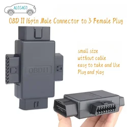 OBD2 OBD II 16pin Male Connector to 3 Female Plug OBD Adapter 1 to 3 OBD2 Splitter Cable Converter for Diagnostic Extender