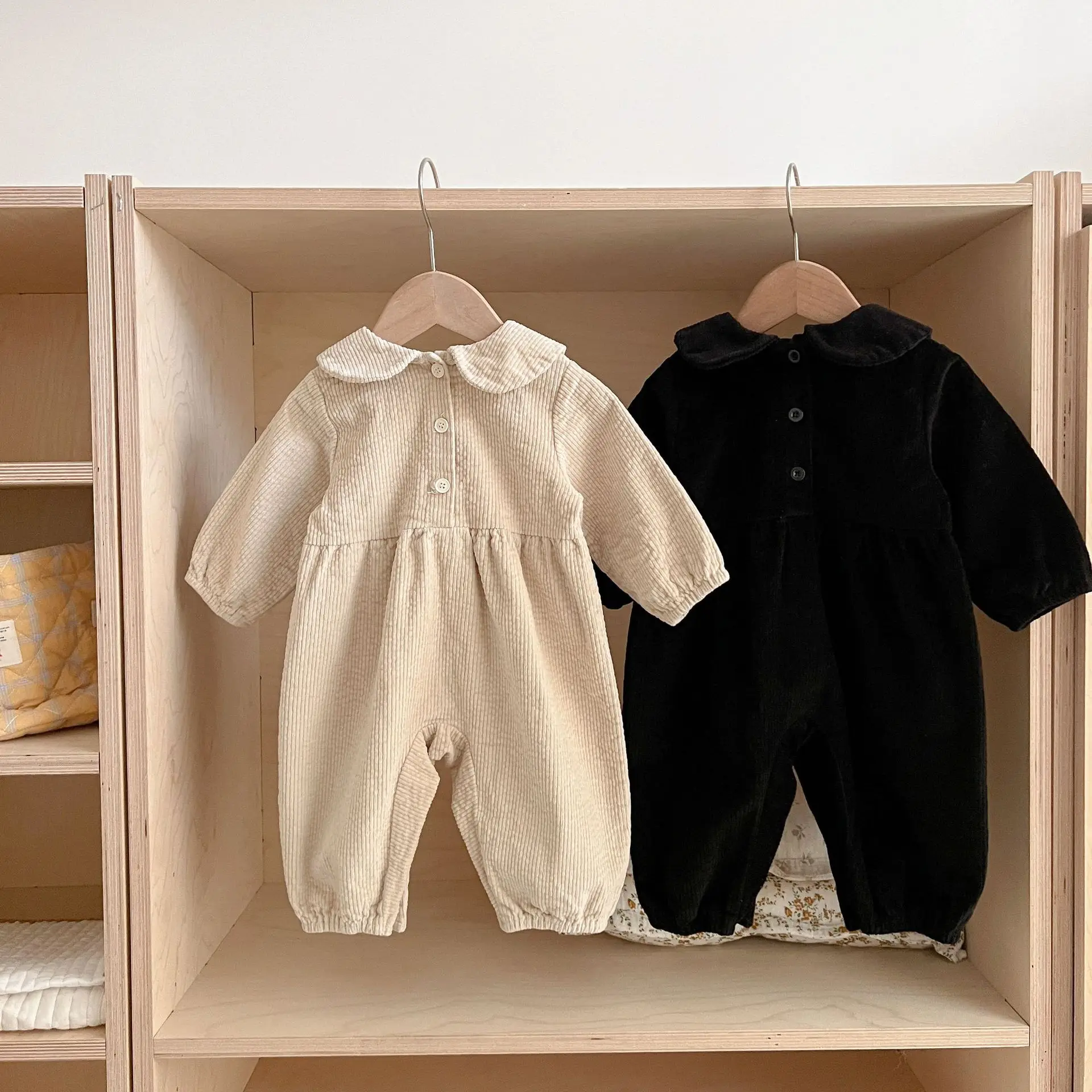 Spring And Autumn Newborn Infant Baby Boys And Girls Corduroy Romper Long Sleeved Rompers Kids Onepiece Fashion Baby Clothing