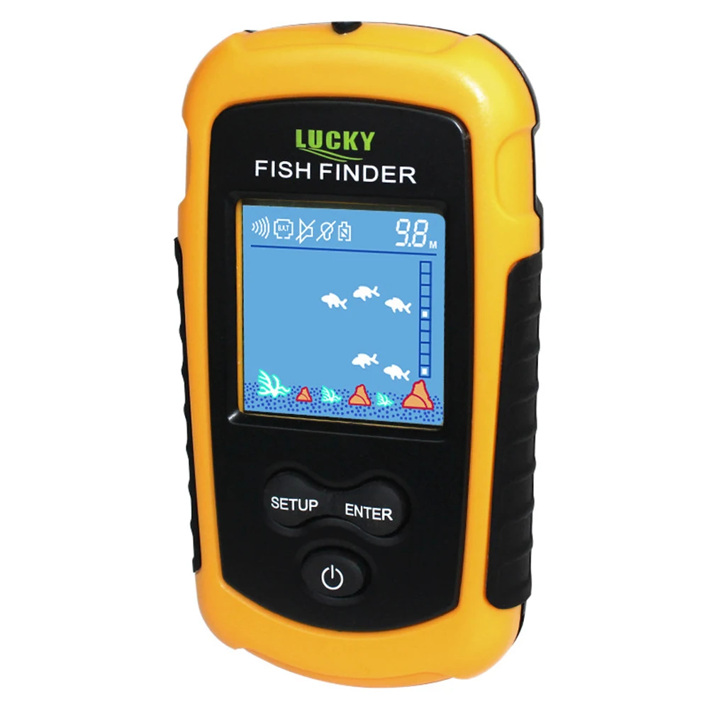 LU-CKY FFC1108-1 LCD Color Screen Portable Wired Fish Finder 100M Depth Range Sonar Echo Sounders Fishfinder Sea/Ice Fishing