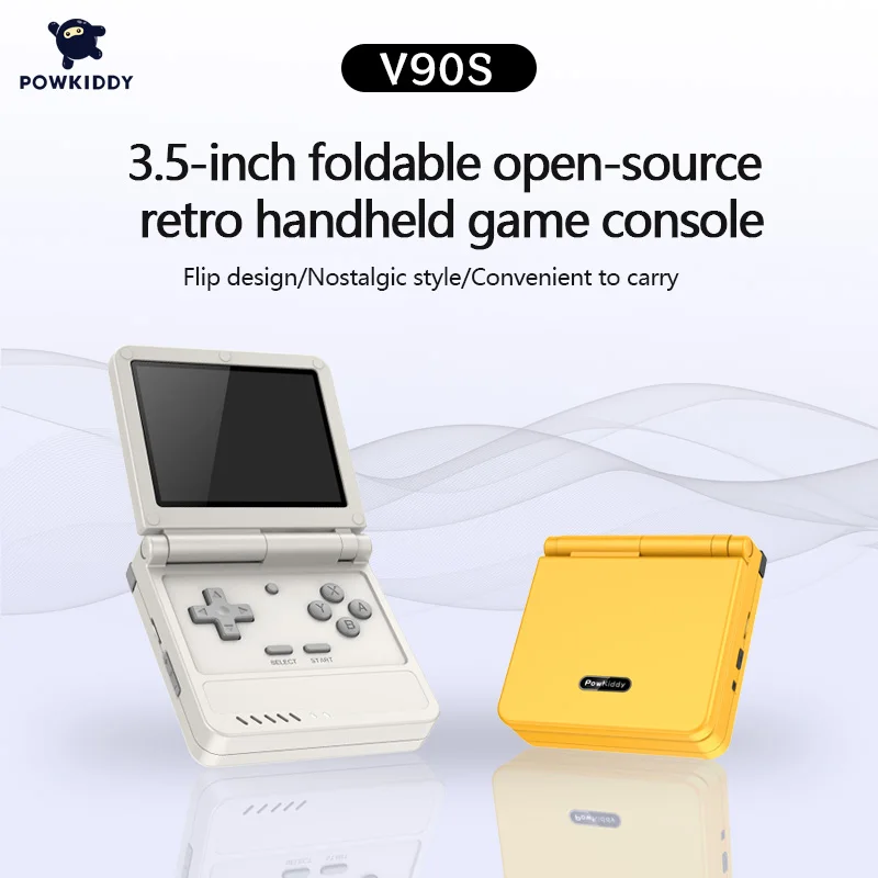 

V90s Powkiddy Mini Handheld Game Players Level Flip Design Portable Game Console Boys Gift Ps Open Source Nostalgic Arcade Games
