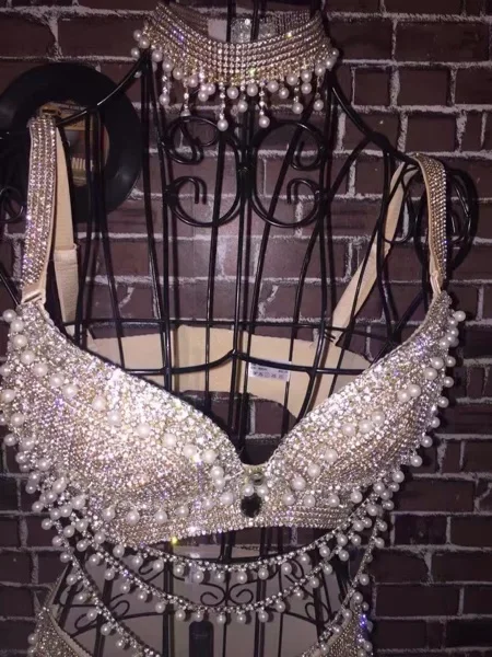 nightclub sexy dance bar singer DJ stage singer show party performance 2 piece sets dress (top+shorts+necklace)female costumes