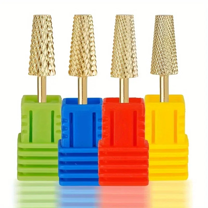 1/2/3Pcs/Box Gold Carbide Clean Nail Drill Bit Tool Rotary File Manicure Pedicure Tools