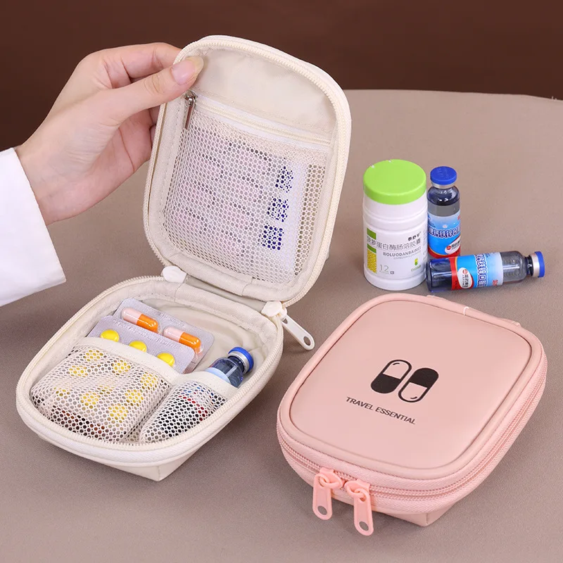 

Compact Medicine Storage Bag - Waterproof Pouch with Multi-Mesh Compartments (Portable First Aid & Travel Essentials Organizer)