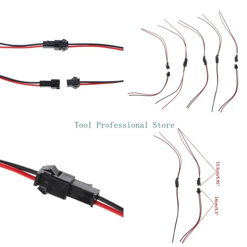 57QF 10 Pairs JST SM 2Pins Jack Male to Female Wire Connector For LED Strip Light