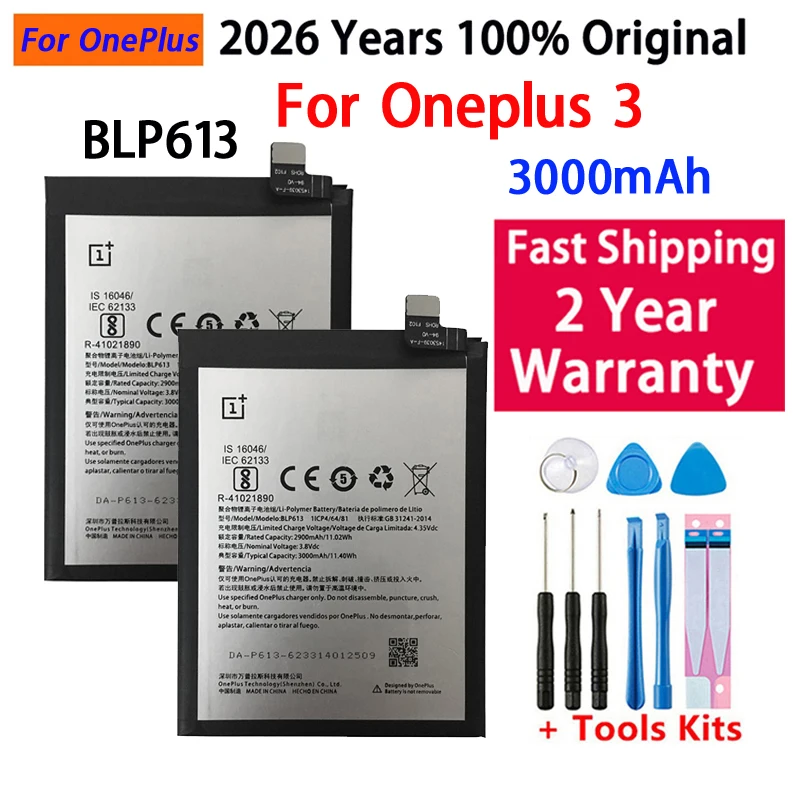 

100% Original New Top quality BLP613 3000mAh Replacement battery For OnePlus 3 One Plus 3 Three Batteries Fast Shipping