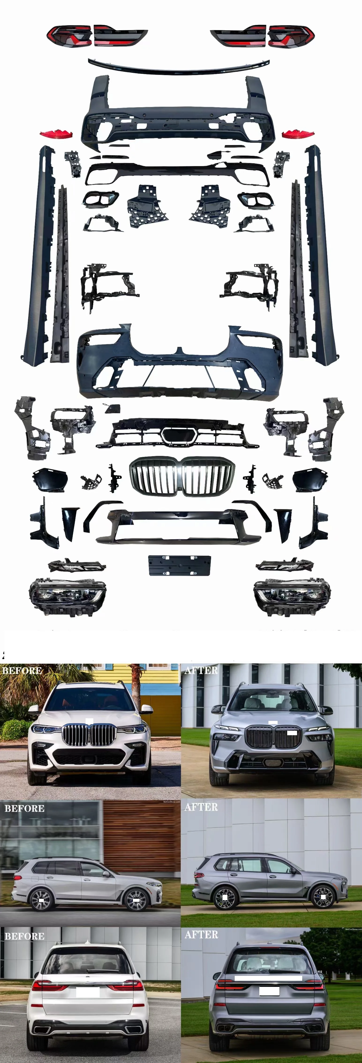 XLstyling car accessories body kit bumpers For BMW X7 G07 upgrade to LCI 2023+  MT sport style facelift