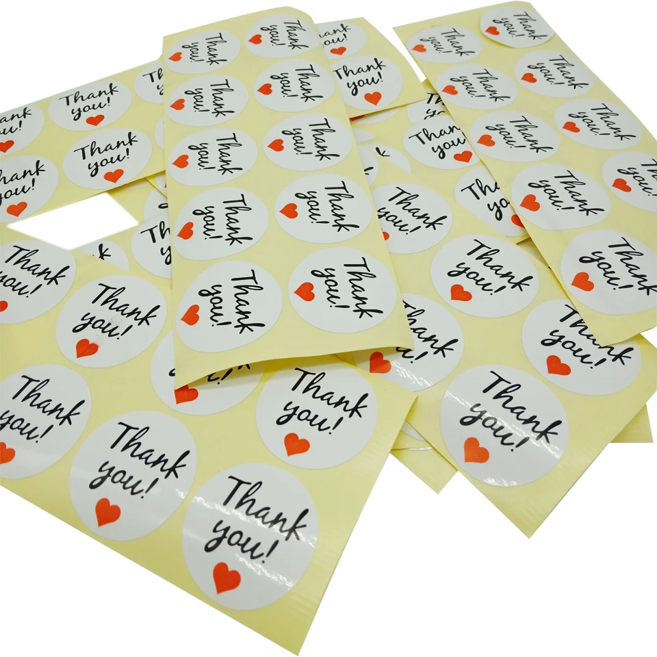 100Pcs/lot Simple Thank You Heart Handwrite style cute Paper Sticker Cookie Gifts box Labels Wedding Party Favors Seal Sticker