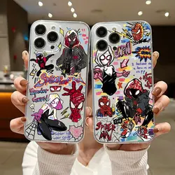 Funny Marvel Spiderman Hot Movie Phone Case For iPhone 15 14 13 12 11 Mini Pro Max X XR XSMax 7 8 Plus SE20 Transparent Cover