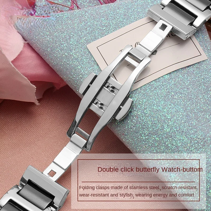 For women man Ceramic Bracelet stainless steel combination watchband 12 14 15 16 18 20 22mm strap fashion watch wristwatch band