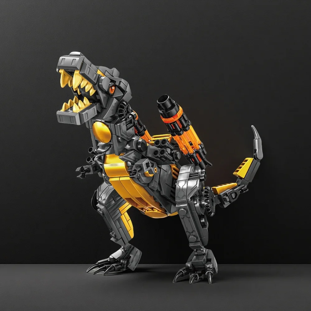 

3D Dinosaur Robot Blocks - Armed Mech T-Rex Model Kit, DIY Battle Ornament for Tree Decor, Ultimate Kids New Year Gift Set