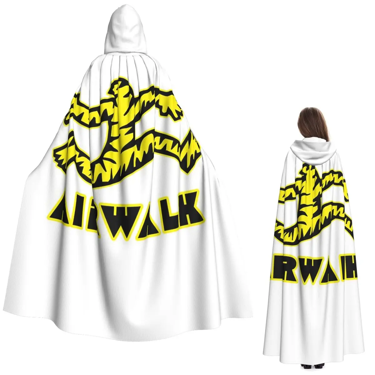 

Tattoo Old School Style Airwalk Long Hooded Cloak Witch Medieval Costume Cosplay Cape HalloweenParty Adult Unisex