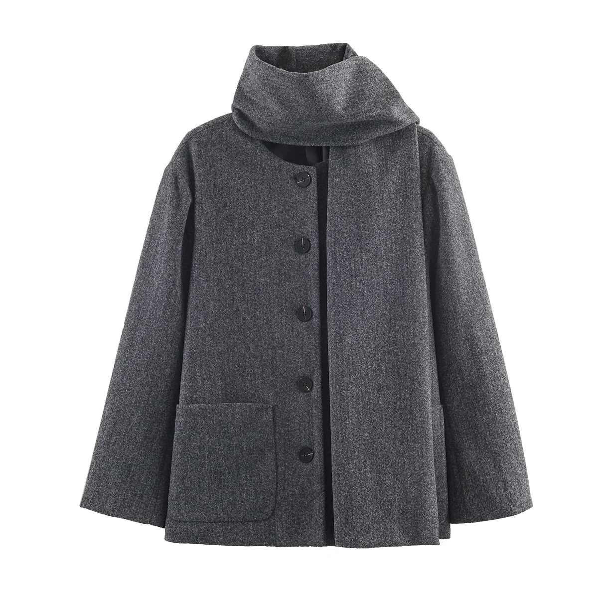 

SuperAen Fashion Simple Women's Coat European and American Style Scarf O-neck Single-breasted Elegant Jackets