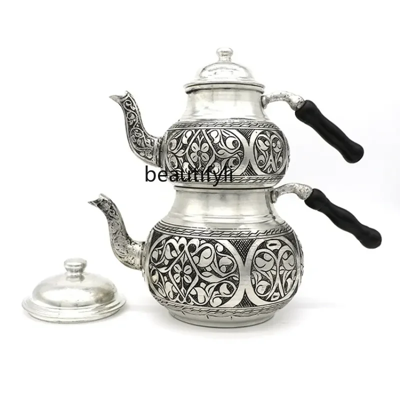 

Black Tea Teapot Teapot Sets Silver Carved Handmade Copper Thick Ottoman Tea Set coffee cup free shipping home decor