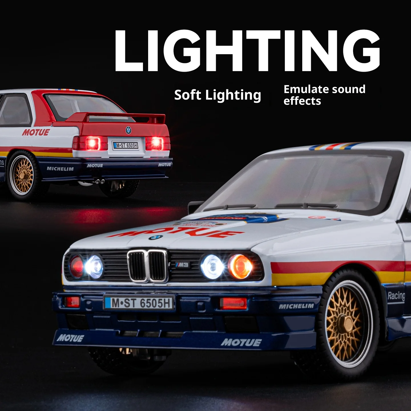 Modelo de coche BMW M3 fundido a presión de aleación a escala 1:24, adornos decorativos para vehículos coleccionables hechos a mano con precisión, regalos navideños
