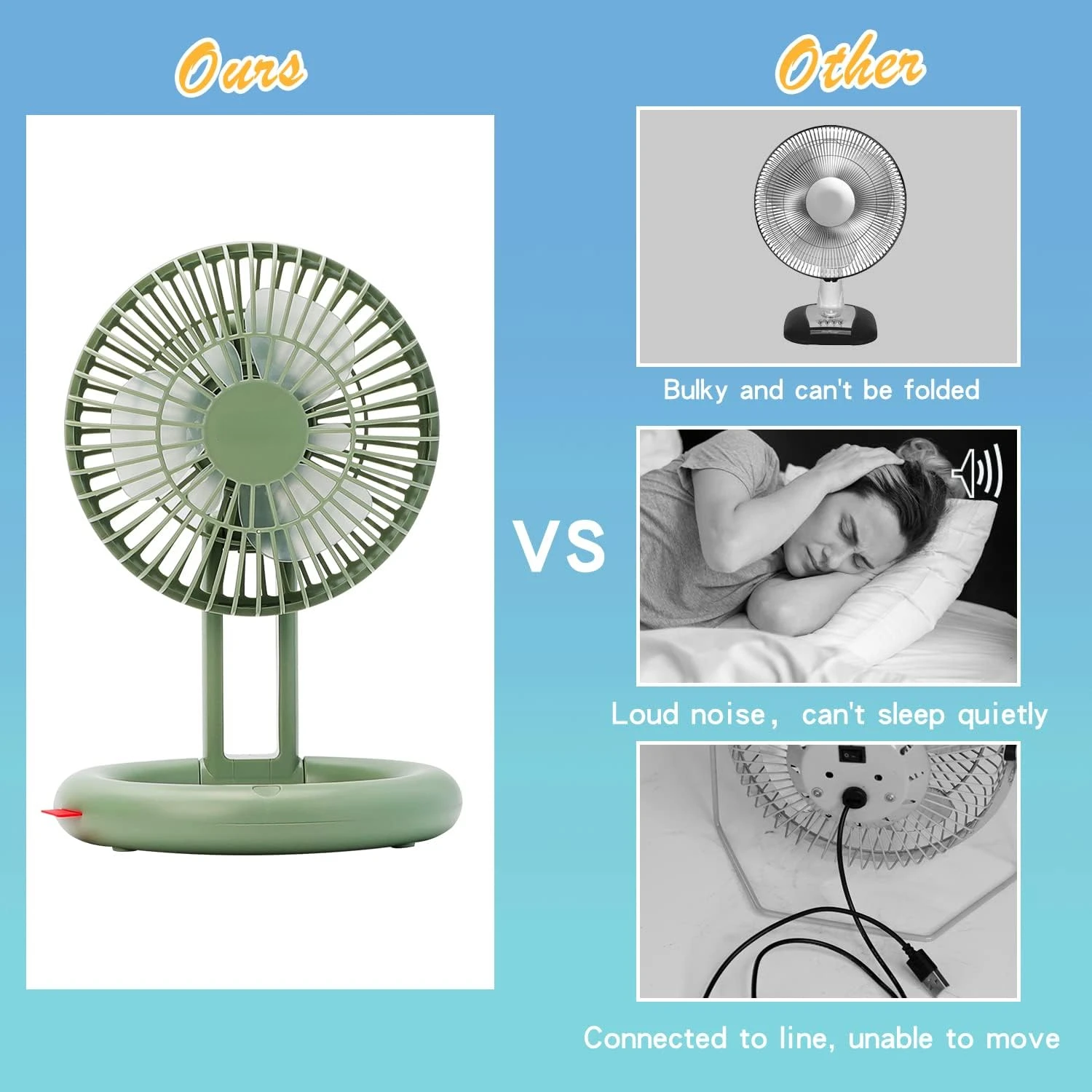 Stay Cool with this Efficient, Convenient, and Compact White Mini Oscillating Desk Fan - Portable Handheld Camping Fan with Rech