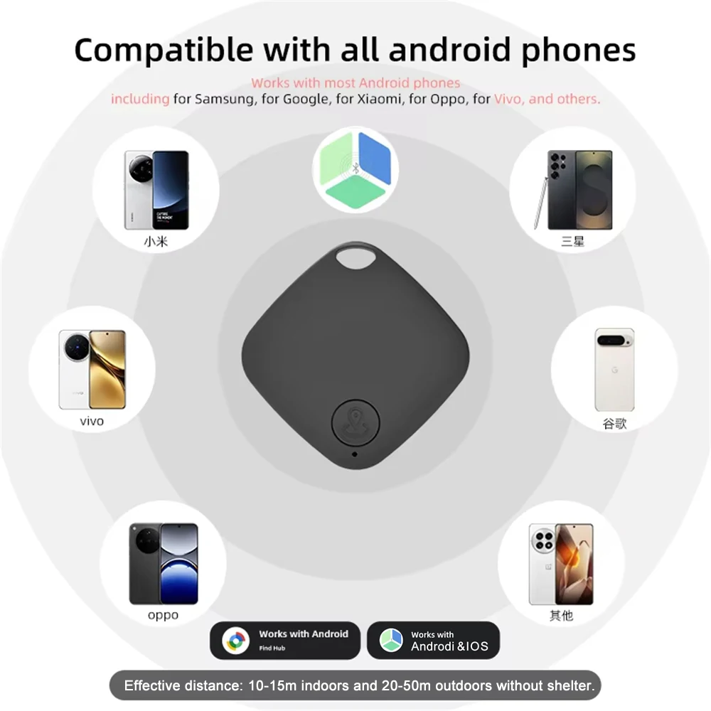 Smart Bluetooth GPS Tracker Global Real-Time Locator Anti-Lost Tag for Keys Pets Wallets Compatible with iOS & Android Devices