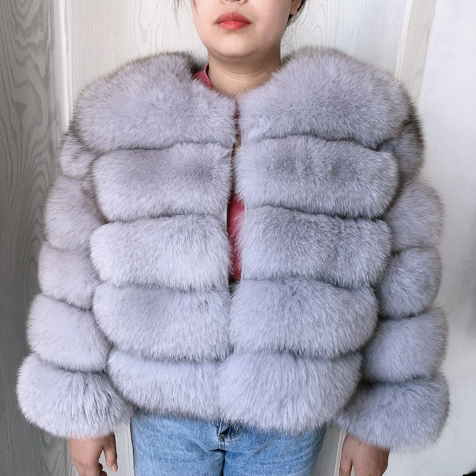 New Real Fox Fur Coat Women's Winter Warm 100% Natural Fur Jacket Short Raccoon Fur Coat Women's High Quality Hot Sale