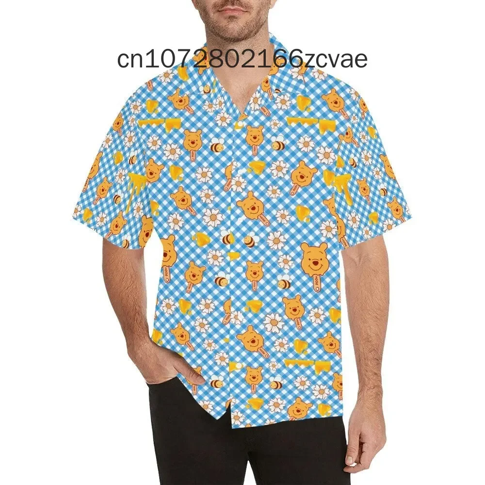 New Winnie the Pooh Hawaiian Shirt Men Women Short Sleeve Button Up Shirt Disney Hawaiian Shirt Casual Beach Shirt Harajuku Tops