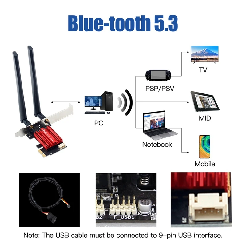 Wifi 6E AX210 PCIE Wifi Adapter 5400Mbps Wireless Ethernet Network Card BT 5.3 2.4G/5G Dual Band 802.11 For Win 10 11