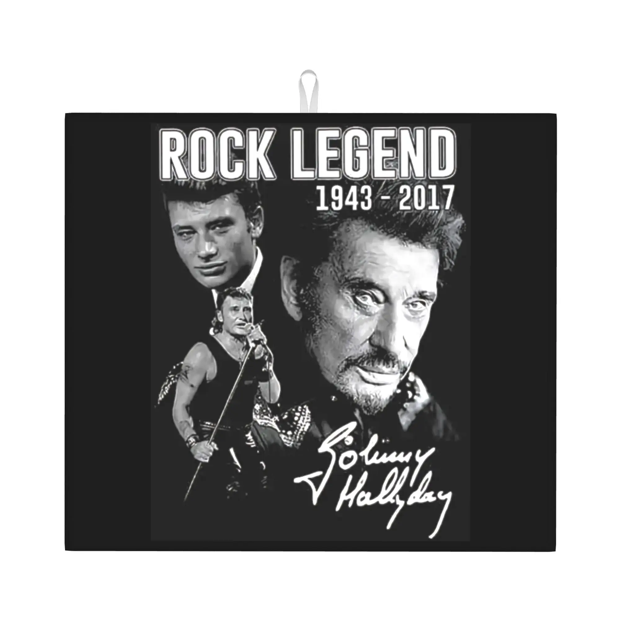 Johnny Hallyday French Rock Singer Drying Mat For Kitchen Waterproof Non‑Slip Oil Proof Reusable Countertop Protector Mat