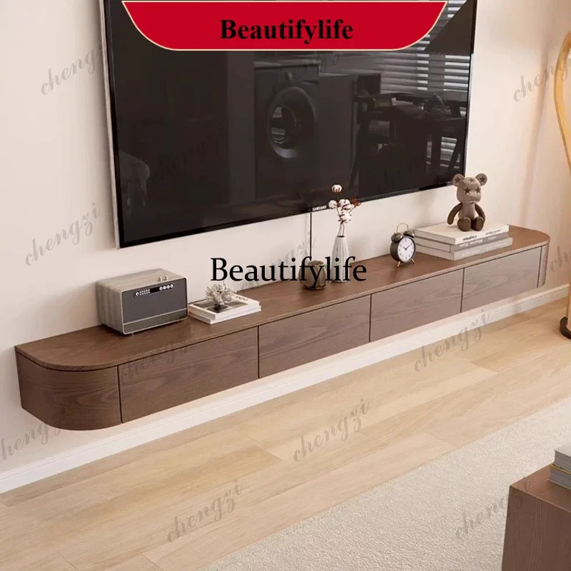 Living Room Furniture Home Modern Designer Center Table Solid Wood Suspended TV Stands Creative Wall-mounted Storage TV Cabinet