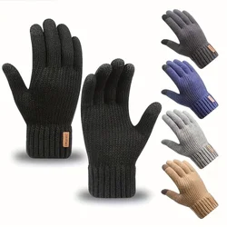 new men's warm gloves winter touch screen plus fleece gloves cold warm wool knitted gloves