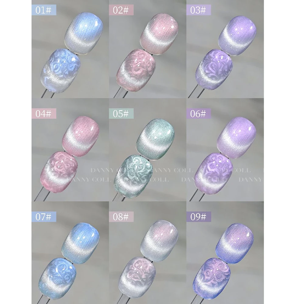 Magnetic Rainbow Cat\'s Eye Gel Texture Color Sparkling Glitter Semi Permanent Nail Art Soak Off LED UV Gel Nail Varnishes 9pcs