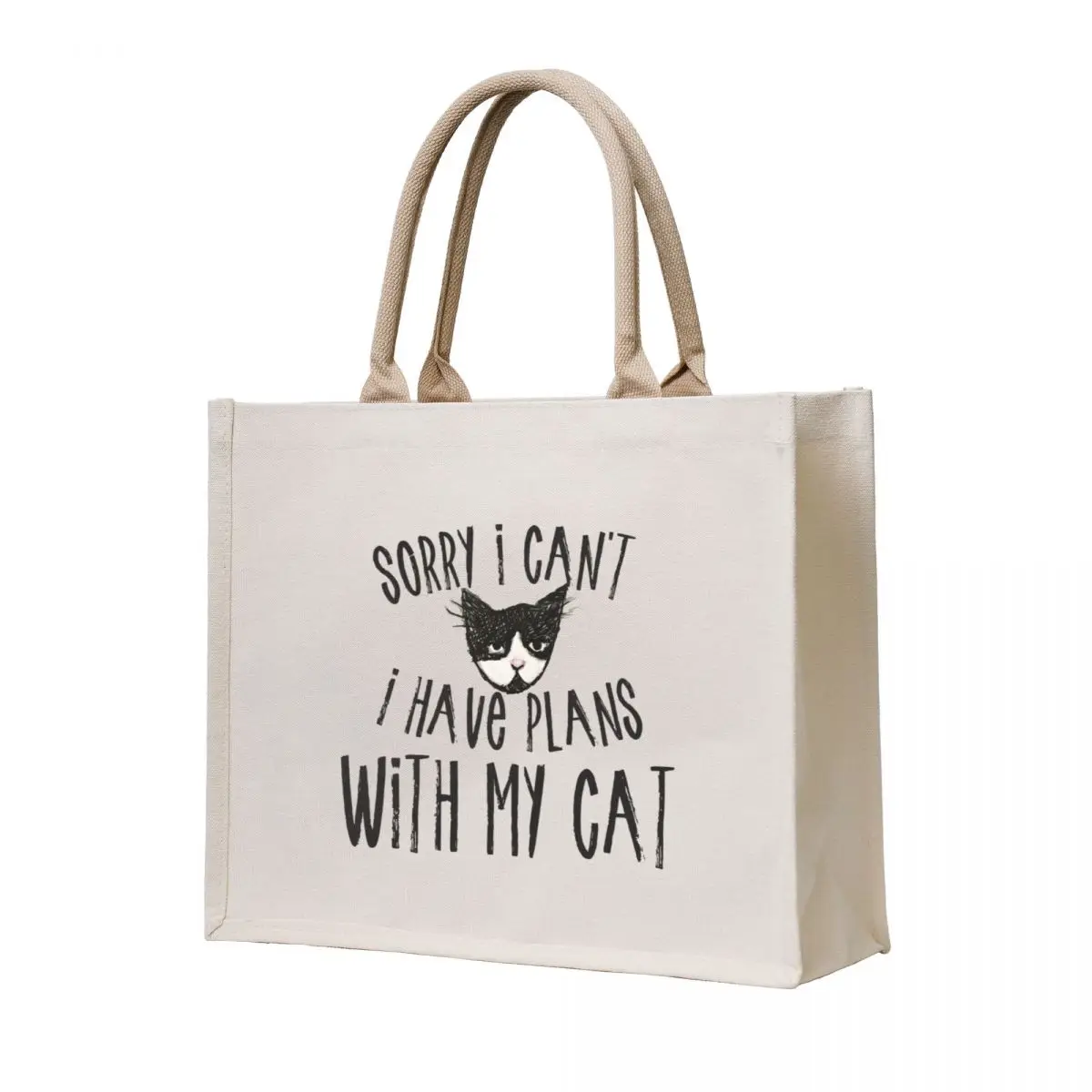 

Sorry I can't i have plans with my cat Tote Bag Big bag canvas tote bags shopper bag women