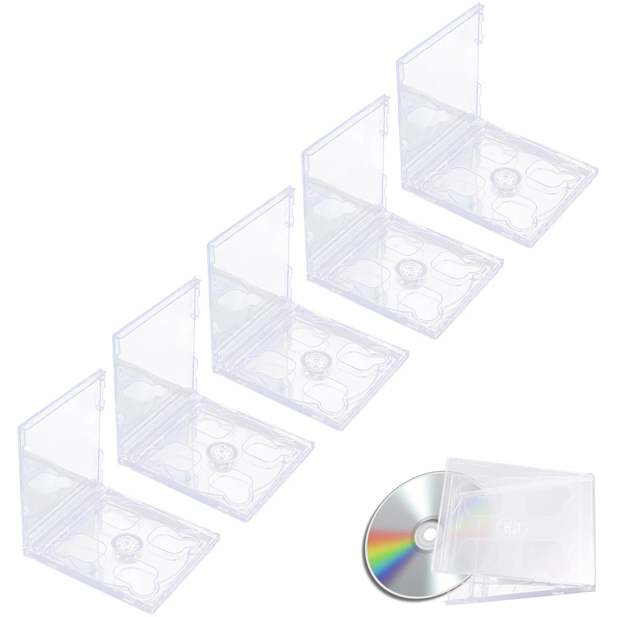 

5pcs Cd Jewel Case Clear Standard Dual Dvd Storage Holder For Media Video Discs Compact Transparent Case Organizer Box