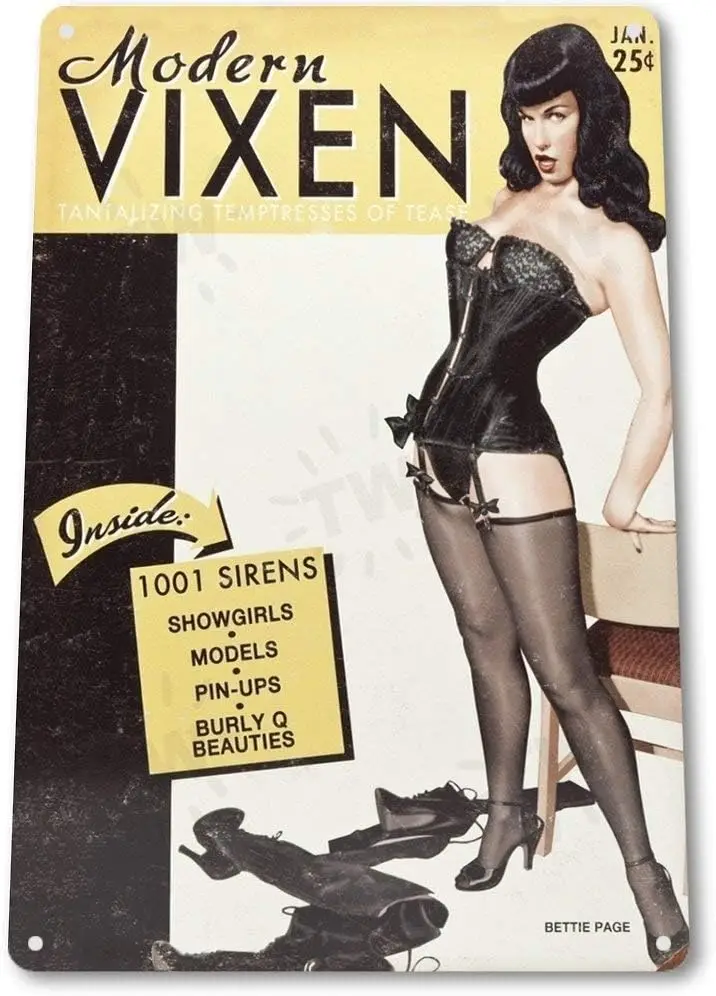 TIN SIGN Page Vixen Metal Decor Wall Art Pin-up Shop A246 ;-aluminum