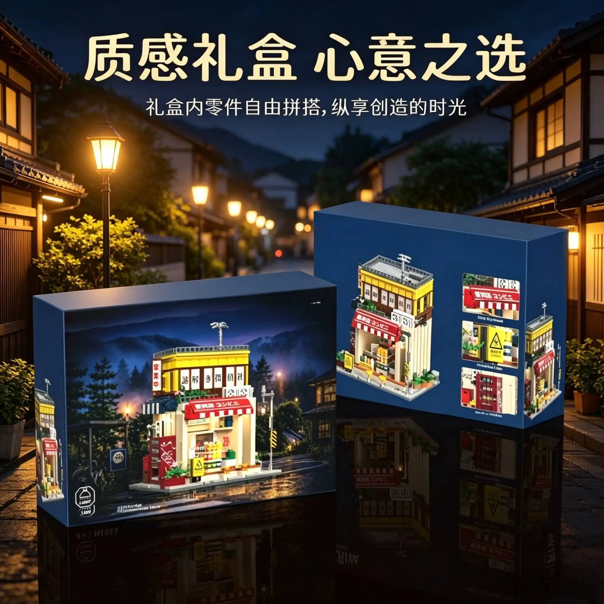 Japanese Town House Model Street Scene Building Blocks MOC Toy LED Light Assemble Bricks DIY Toys Birthday Holiday Gifts 1155PCS view 4